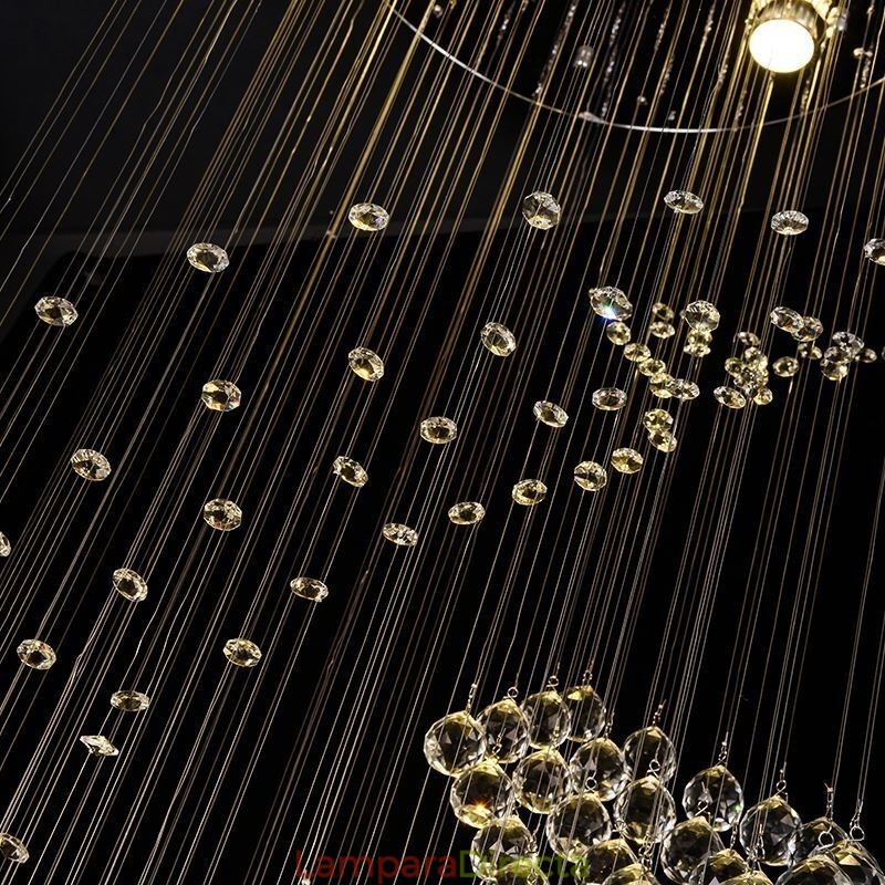 Elegante lámpara de araña de cristal con forma de gota de lluvia para el techo del vestíbulo