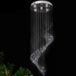 Elegante lámpara de araña de cristal con forma de gota de lluvia para el techo del vestíbulo