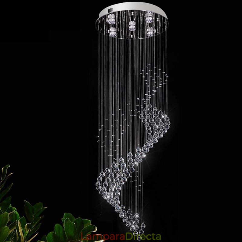 Elegante lámpara de araña de cristal con forma de gota de lluvia para el techo del vestíbulo