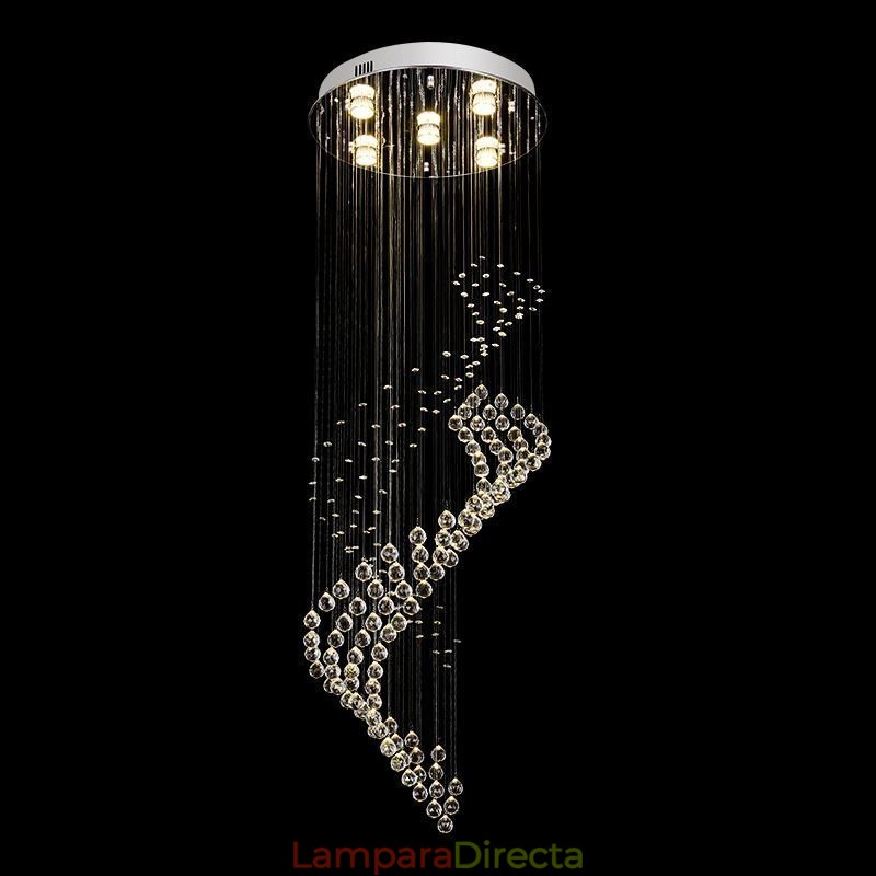 Elegante lámpara de araña de cristal con forma de gota de lluvia para el techo del vestíbulo