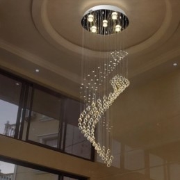 Elegante lámpara de araña de cristal con forma de gota de lluvia para el techo del vestíbulo