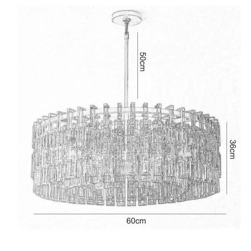 Lámpara de techo americana de lujo de cristal colgante de 60 cm