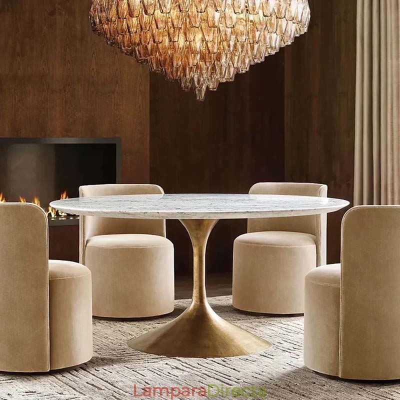 Lámpara colgante americana de cristal, color ámbar transparente, 90 cm, 14 luces