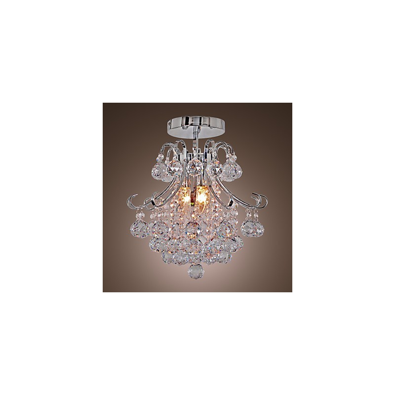 Lámpara de araña moderna contemporánea de cristal estilo mini de metal galvanizado con montaje empotrado