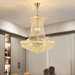 Lámpara colgante de cristal moderna, lámpara de techo decorativa dúplex