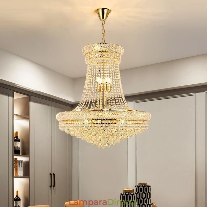Lámpara colgante de cristal moderna, lámpara de techo decorativa dúplex