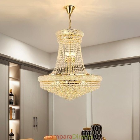 Lámpara colgante de cristal moderna, lámpara de techo decorativa dúplex Lámpara colgante de cristal moderna, lámpara de techo decorativa dúplex