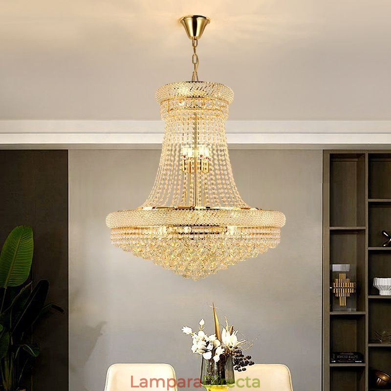 Lámpara colgante de cristal moderna, lámpara de techo decorativa dúplex