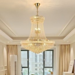 Lámpara colgante de cristal moderna, lámpara de techo decorativa dúplex