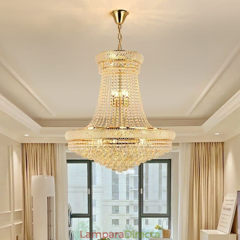 Lámpara colgante de cristal moderna, lámpara de techo decorativa dúplex