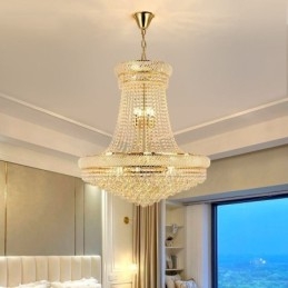 Lámpara colgante de cristal moderna, lámpara de techo decorativa dúplex