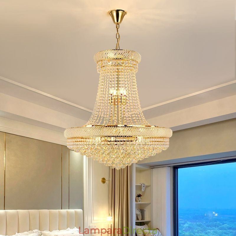 Lámpara colgante de cristal moderna, lámpara de techo decorativa dúplex