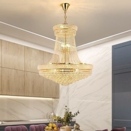 Lámpara colgante de cristal moderna, lámpara de techo decorativa dúplex
