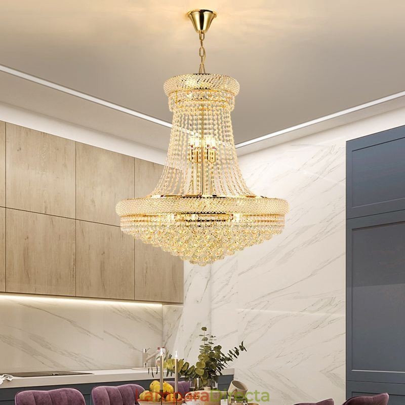 Lámpara colgante de cristal moderna, lámpara de techo decorativa dúplex