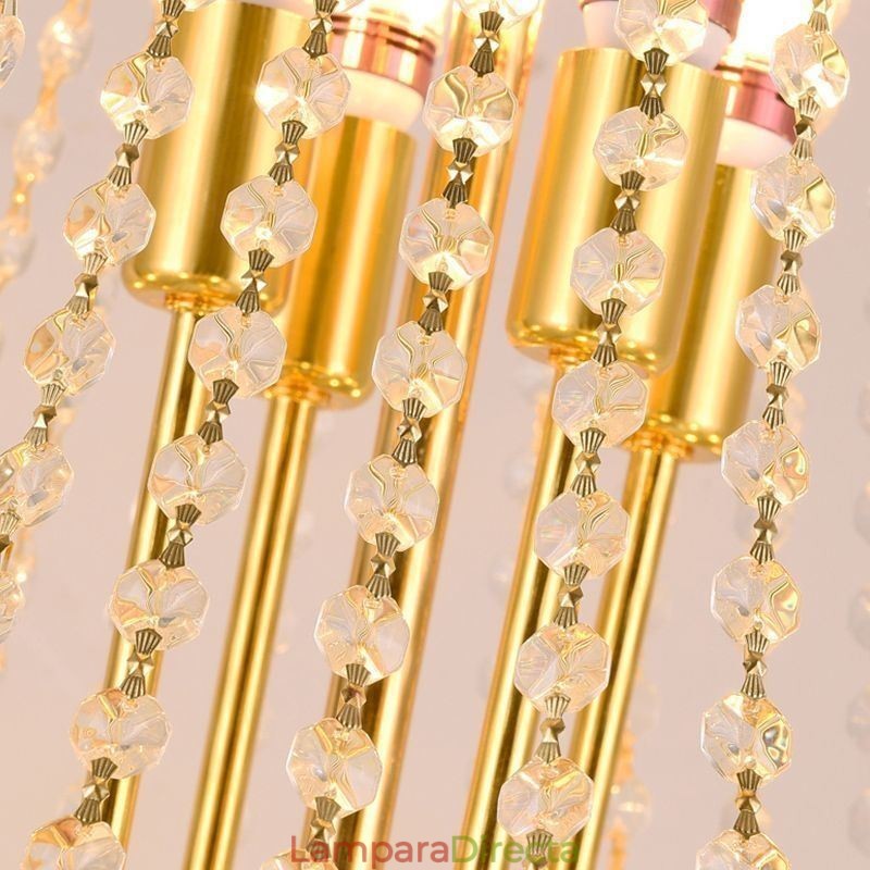 Lámpara colgante de cristal moderna, lámpara de techo decorativa dúplex