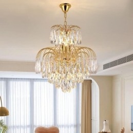 Lámpara colgante de cristal, contemporánea, dúplex, decorativa, de techo