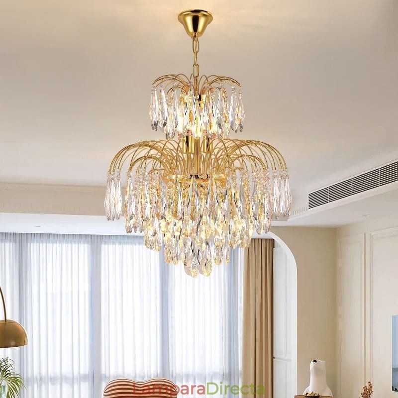 Lámpara colgante de cristal, contemporánea, dúplex, decorativa, de techo