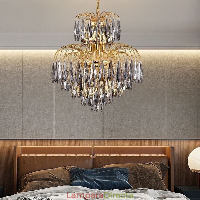 Lámpara colgante de cristal, contemporánea, dúplex, decorativa, de techo