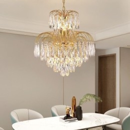 Lámpara colgante de cristal, contemporánea, dúplex, decorativa, de techo