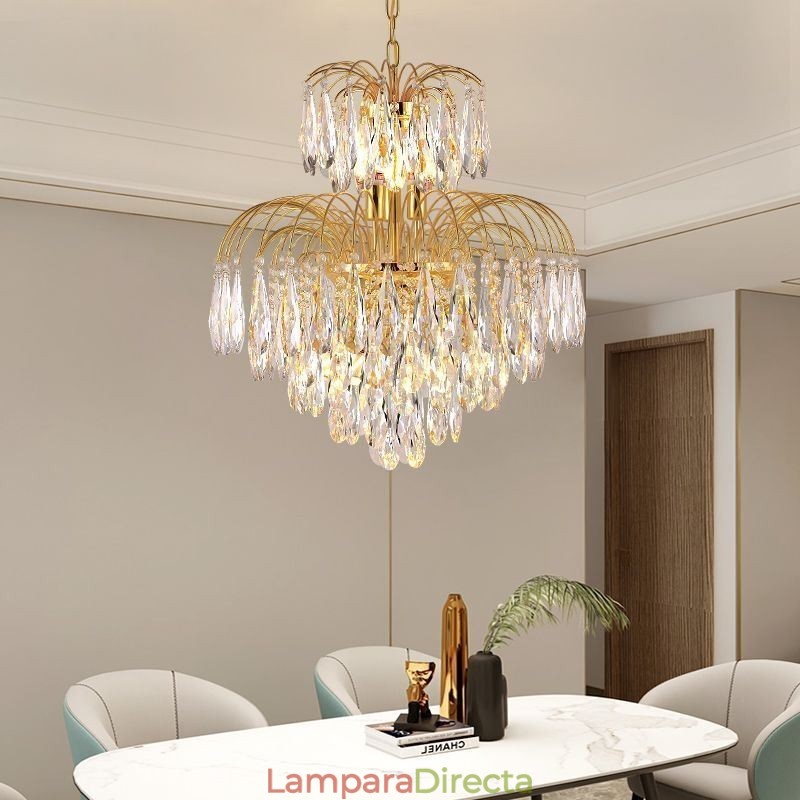 Lámpara colgante de cristal, contemporánea, dúplex, decorativa, de techo