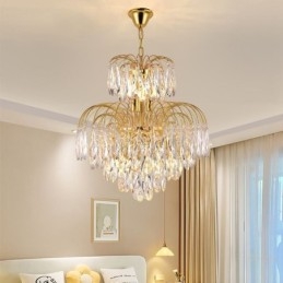 Lámpara colgante de cristal, contemporánea, dúplex, decorativa, de techo