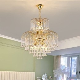 Lámpara colgante de cristal elegante lámpara de techo decorativa dúplex