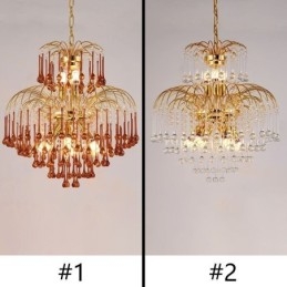 Lámpara colgante de cristal elegante lámpara de techo decorativa dúplex