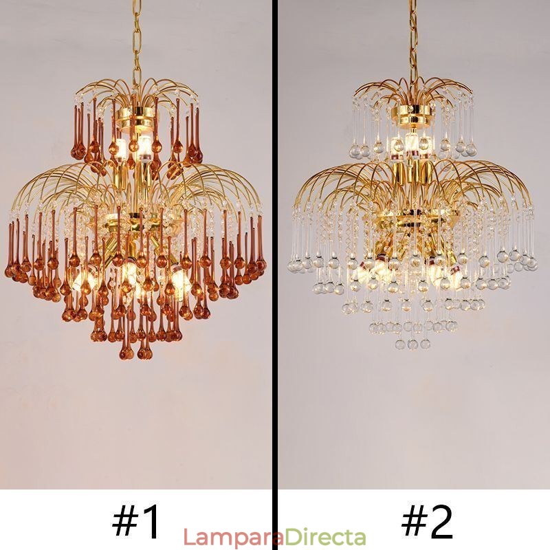 Lámpara colgante de cristal elegante lámpara de techo decorativa dúplex