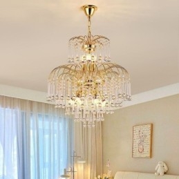 Lámpara colgante de cristal elegante lámpara de techo decorativa dúplex