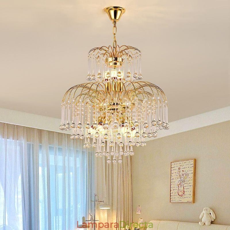 Lámpara colgante de cristal elegante lámpara de techo decorativa dúplex