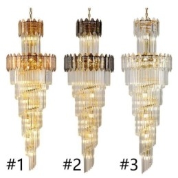 Lámpara colgante de cristal cónico, lámpara de techo decorativa dúplex de lujo