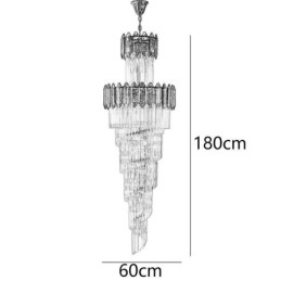 Lámpara colgante de cristal cónico, lámpara de techo decorativa dúplex de lujo
