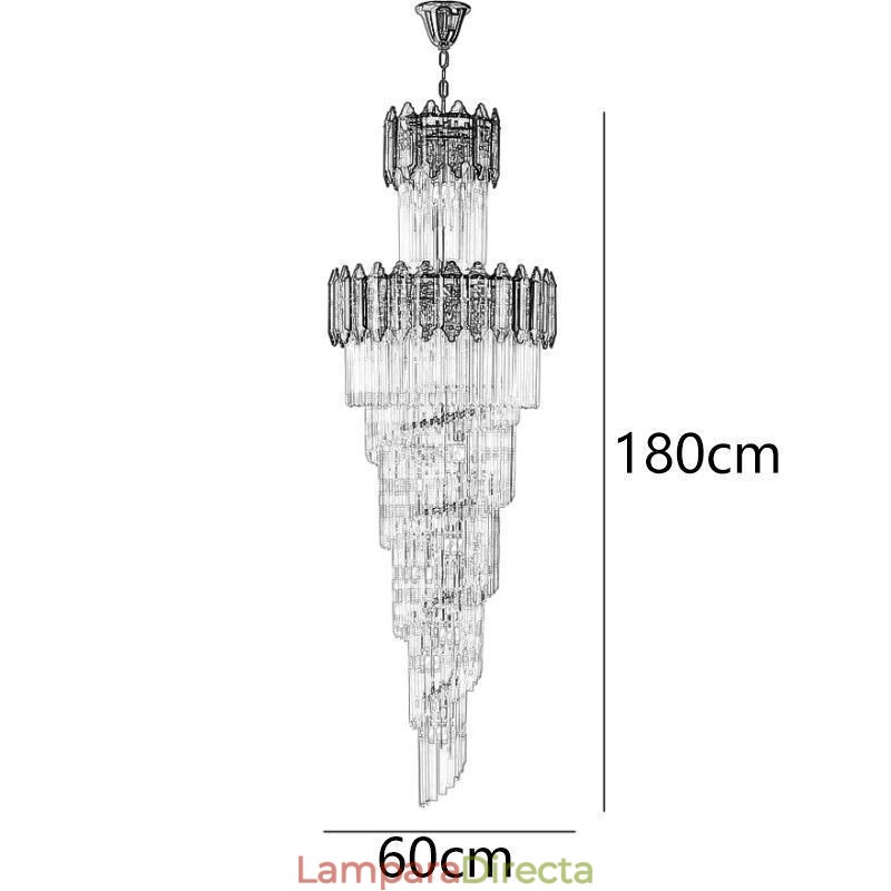 Lámpara colgante de cristal cónico, lámpara de techo decorativa dúplex de lujo