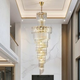 Lámpara colgante de cristal cónico, lámpara de techo decorativa dúplex de lujo
