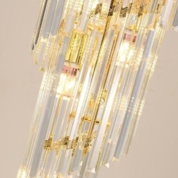 Lámpara colgante de cristal cónico, lámpara de techo decorativa dúplex de lujo