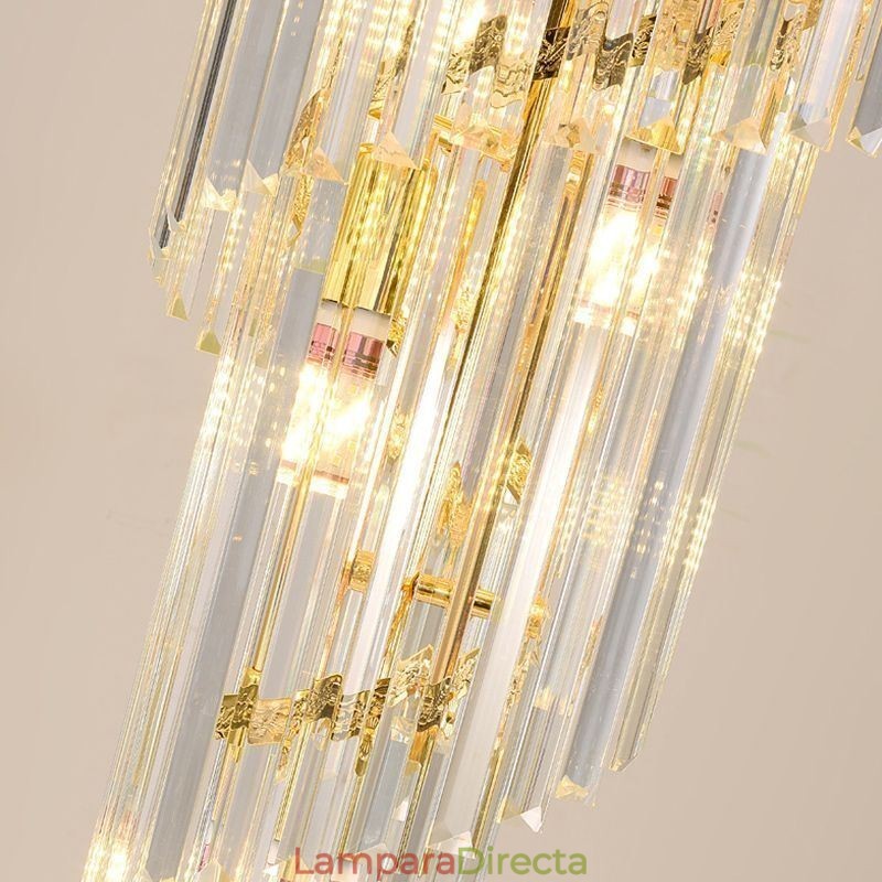 Lámpara colgante de cristal cónico, lámpara de techo decorativa dúplex de lujo