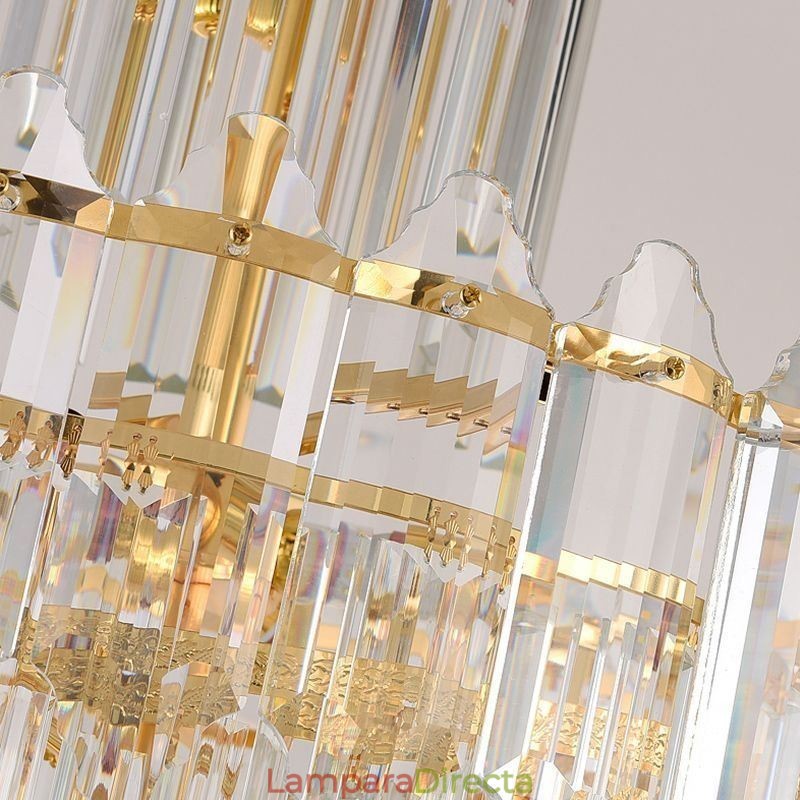 Lámpara colgante de cristal cónico, lámpara de techo decorativa dúplex de lujo