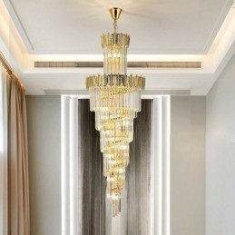 Lámpara colgante de cristal cónico, luz de techo decorativa dúplex