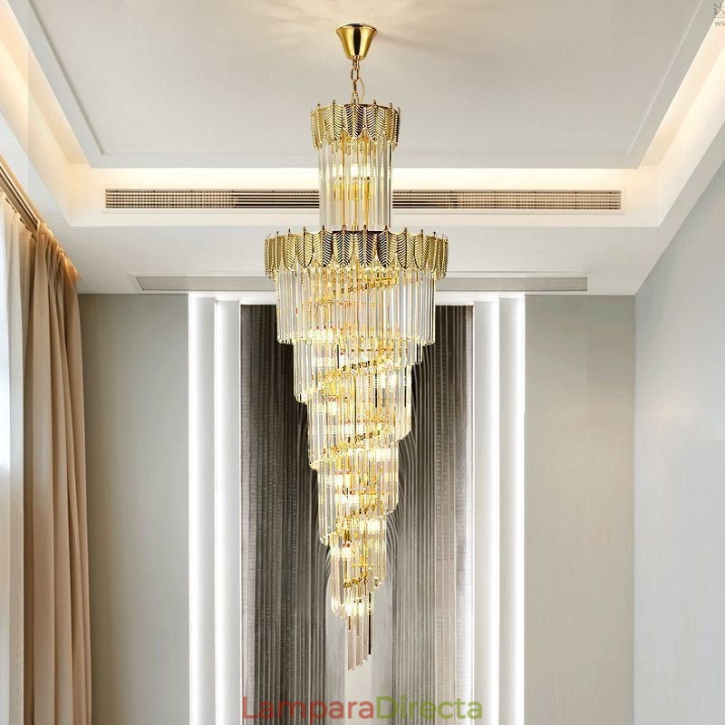 Lámpara colgante de cristal cónico, luz de techo decorativa dúplex