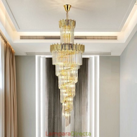 Lámpara colgante de cristal cónico, luz de techo decorativa dúplex Lámpara colgante de cristal cónico, luz de techo decorativa dúplex