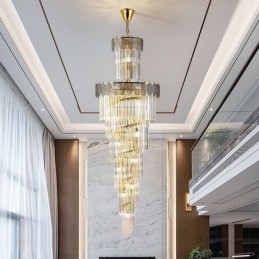 Lámpara colgante de cristal cónico, luz de techo decorativa dúplex