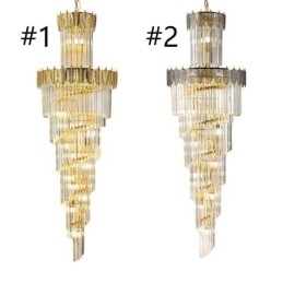 Lámpara colgante de cristal cónico, luz de techo decorativa dúplex