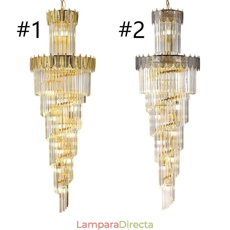 Lámpara colgante de cristal cónico, luz de techo decorativa dúplex