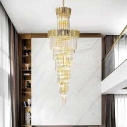Lámpara colgante de cristal cónico, luz de techo decorativa dúplex