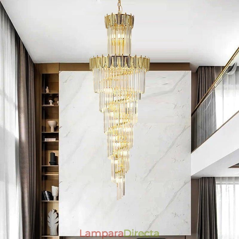 Lámpara colgante de cristal cónico, luz de techo decorativa dúplex