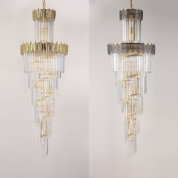 Lámpara colgante de cristal cónico, luz de techo decorativa dúplex