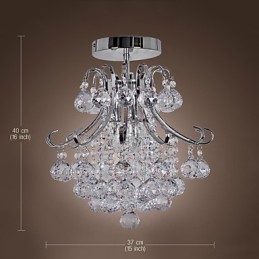 Lámpara de araña moderna contemporánea de cristal estilo mini de metal galvanizado con montaje empotrado