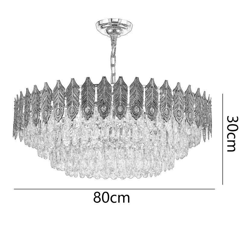 Lámpara colgante de cristal con plumas doradas, lámpara de techo decorativa dúplex