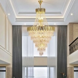 Lámpara colgante de cristal cónico, llamativa lámpara de techo decorativa dúplex