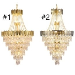 Lámpara colgante de cristal cónico, llamativa lámpara de techo decorativa dúplex